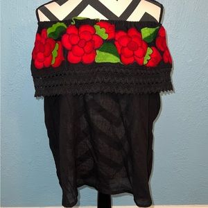 Mexican Embroidered Off the Shoulder Top